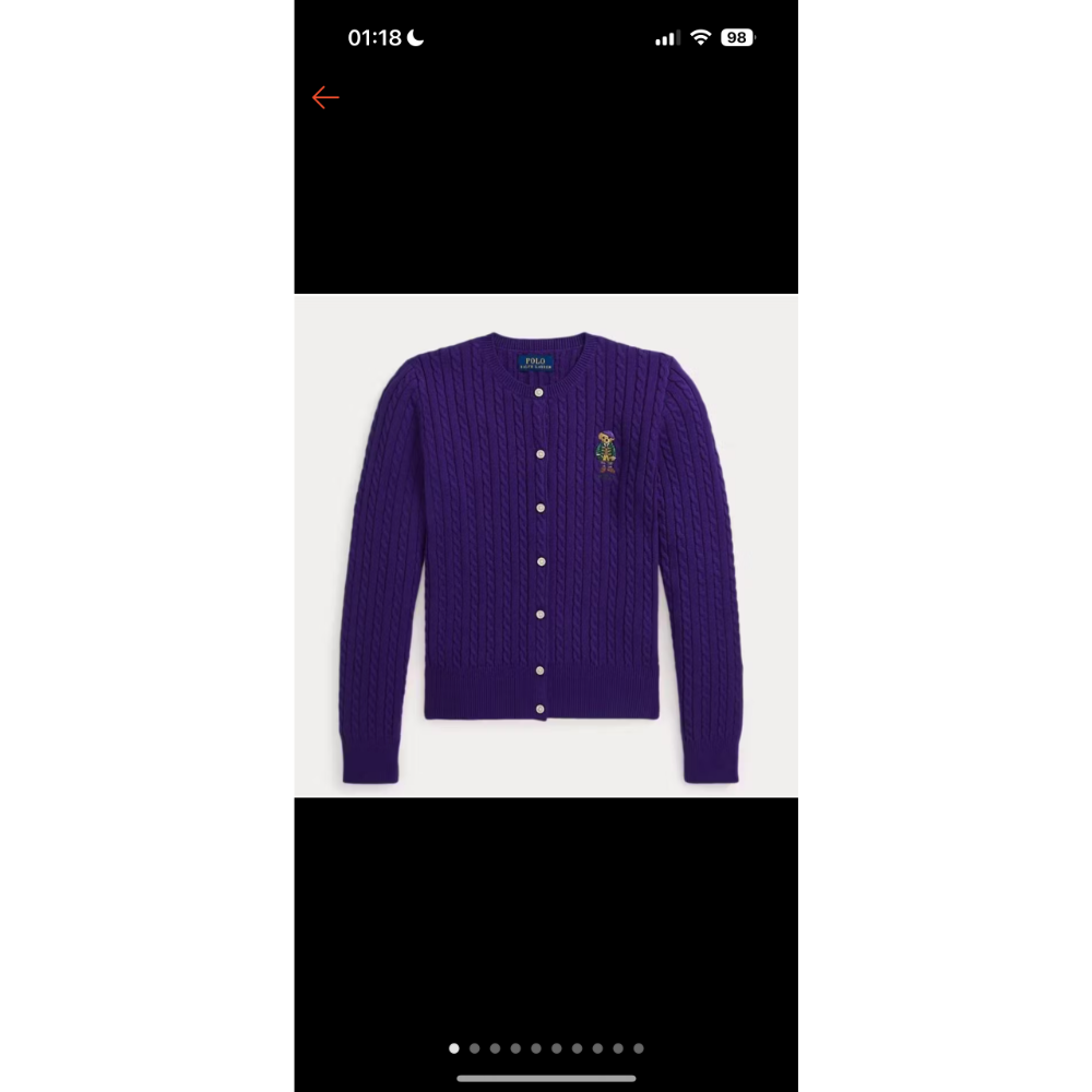 Ralph Lauren 新青年款 貝雷帽小熊麻花針織外套-細節圖2