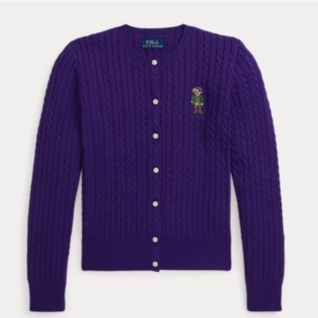 Ralph Lauren 新青年款 貝雷帽小熊麻花針織外套-細節圖2