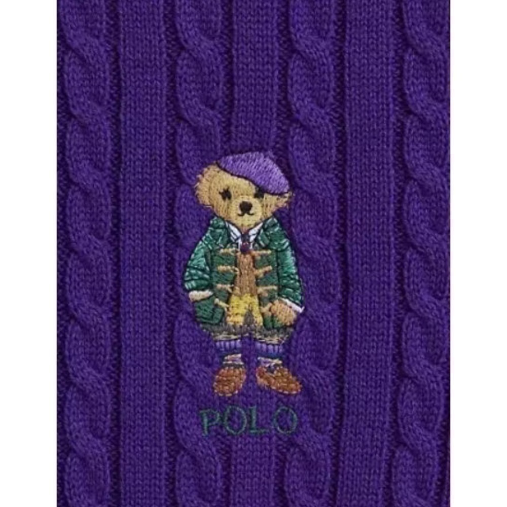 Ralph Lauren 新青年款 貝雷帽小熊麻花針織外套-細節圖3