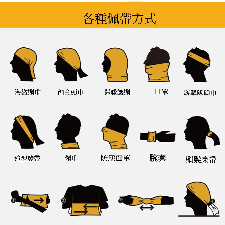 百變頭巾面罩冰絲頭巾涼感頭巾  運動頭巾 圍脖  面罩 魔術頭巾-細節圖2