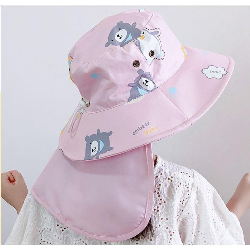 兒童遮陽帽 加大披肩遮脖帽 漁夫帽 連肩帽 披肩帽 帽子 郊遊 卡通帽 遮陽 防曬帽-細節圖8