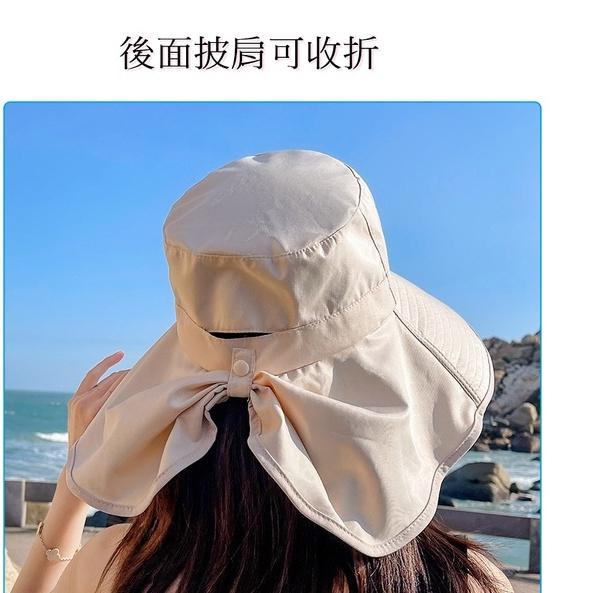 披肩遮陽帽 漁夫帽大帽檐 遮臉帽 披肩遮脖帽 連肩帽 披肩帽 帽子 遮陽 大檐帽-細節圖2