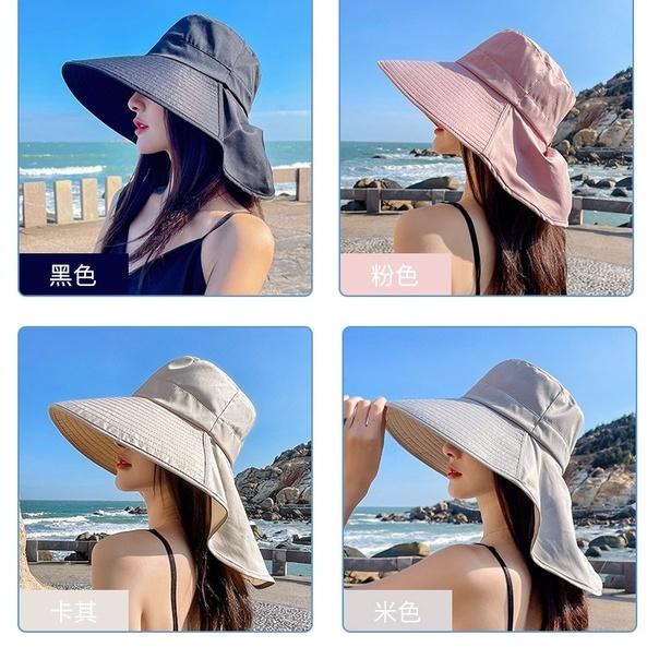 披肩遮陽帽 漁夫帽大帽檐 遮臉帽 披肩遮脖帽 連肩帽 披肩帽 帽子 遮陽 大檐帽-細節圖4