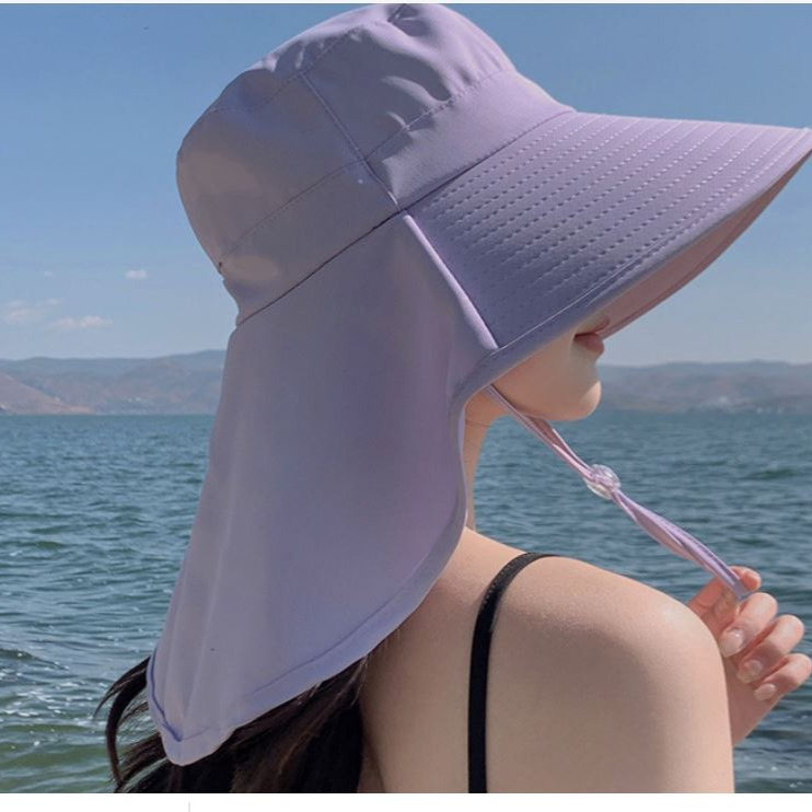 披肩遮陽帽 漁夫帽大帽檐 遮臉帽 披肩遮脖帽 連肩帽 披肩帽 帽子 遮陽 大檐帽-細節圖6