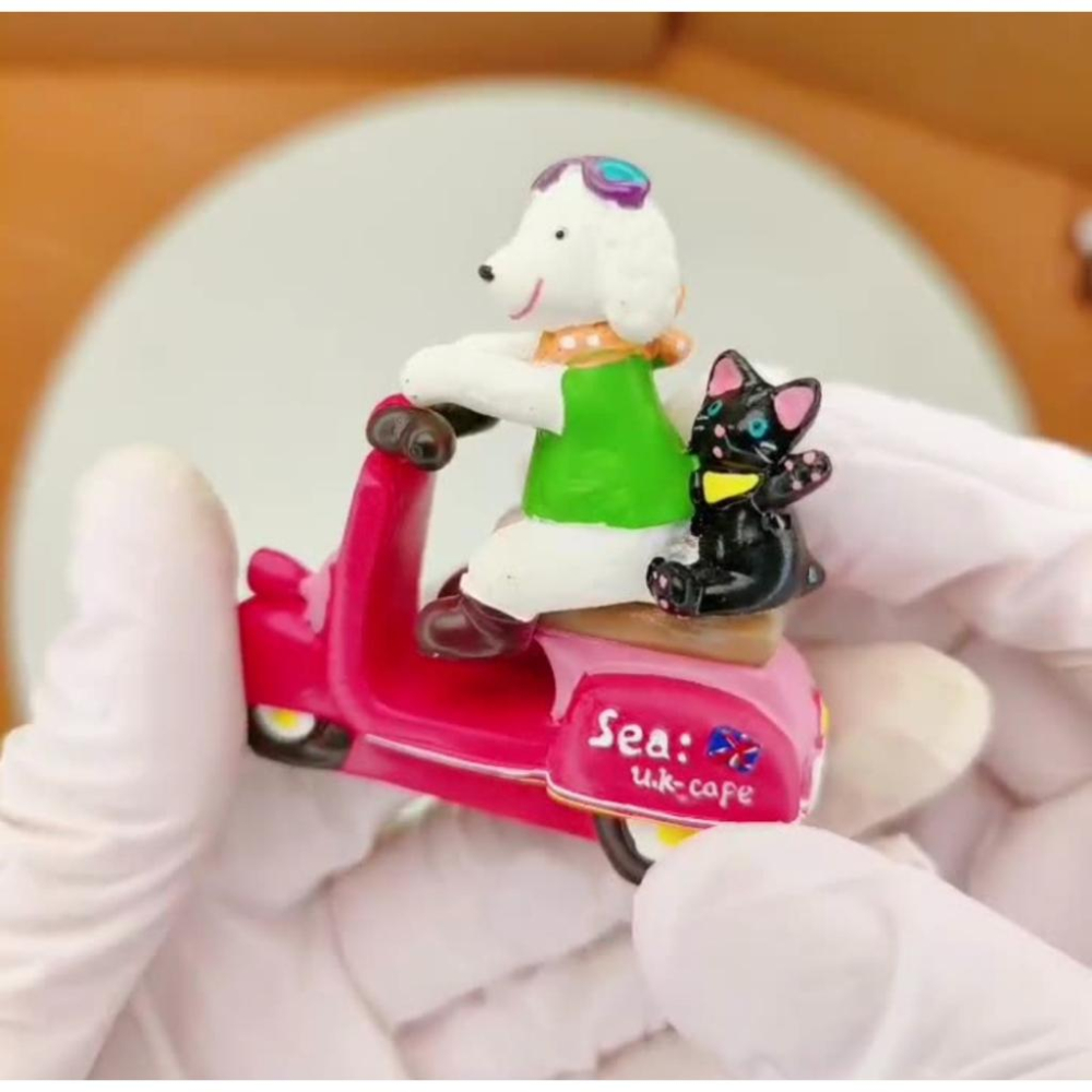 （高品質樹脂）摩托車 小狗 黑貓 小狗黑貓 騎機車 機車 兜風 法式小狗 zakka 雜貨 園藝 拍攝 公仔-細節圖5