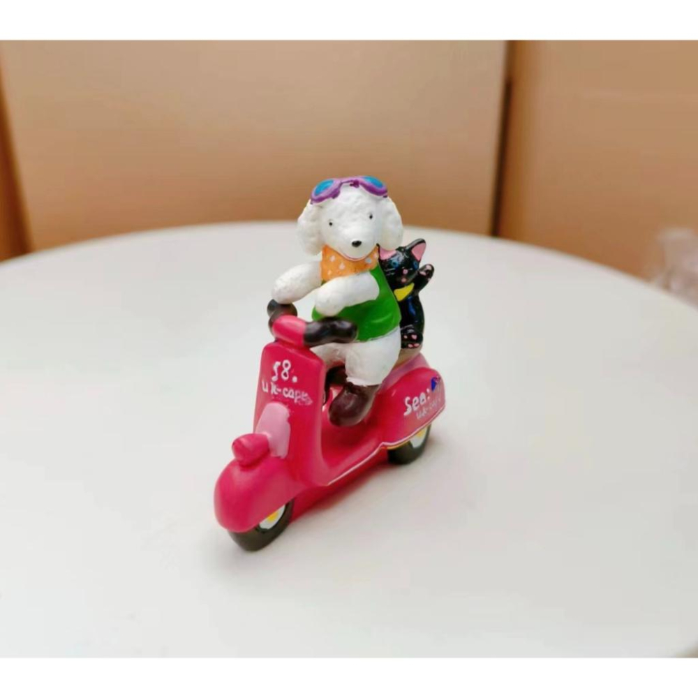 （高品質樹脂）摩托車 小狗 黑貓 小狗黑貓 騎機車 機車 兜風 法式小狗 zakka 雜貨 園藝 拍攝 公仔-細節圖6