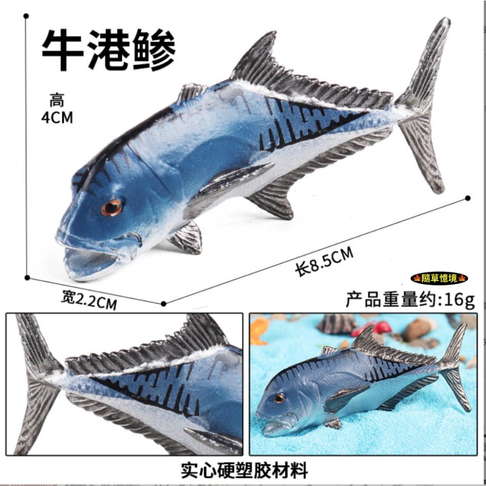 （高品質畫工）仿真 鮭魚 大馬哈魚 大嘴鱸魚 金槍魚 鯛魚 牛港鰺 魚類 魚缸造景 玩具 益智 模型 SPG-細節圖5