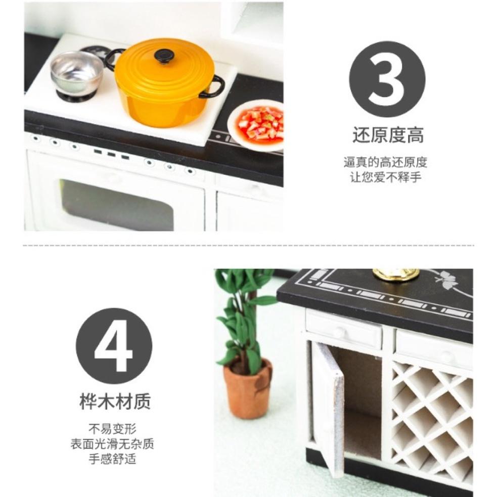 （木質手作三件套）迷你仿真 現代 廚房 櫃子 廚房 中島 廚櫃 家家酒 娃娃屋 袖珍 食玩 微縮場景 微景觀 模型-細節圖5