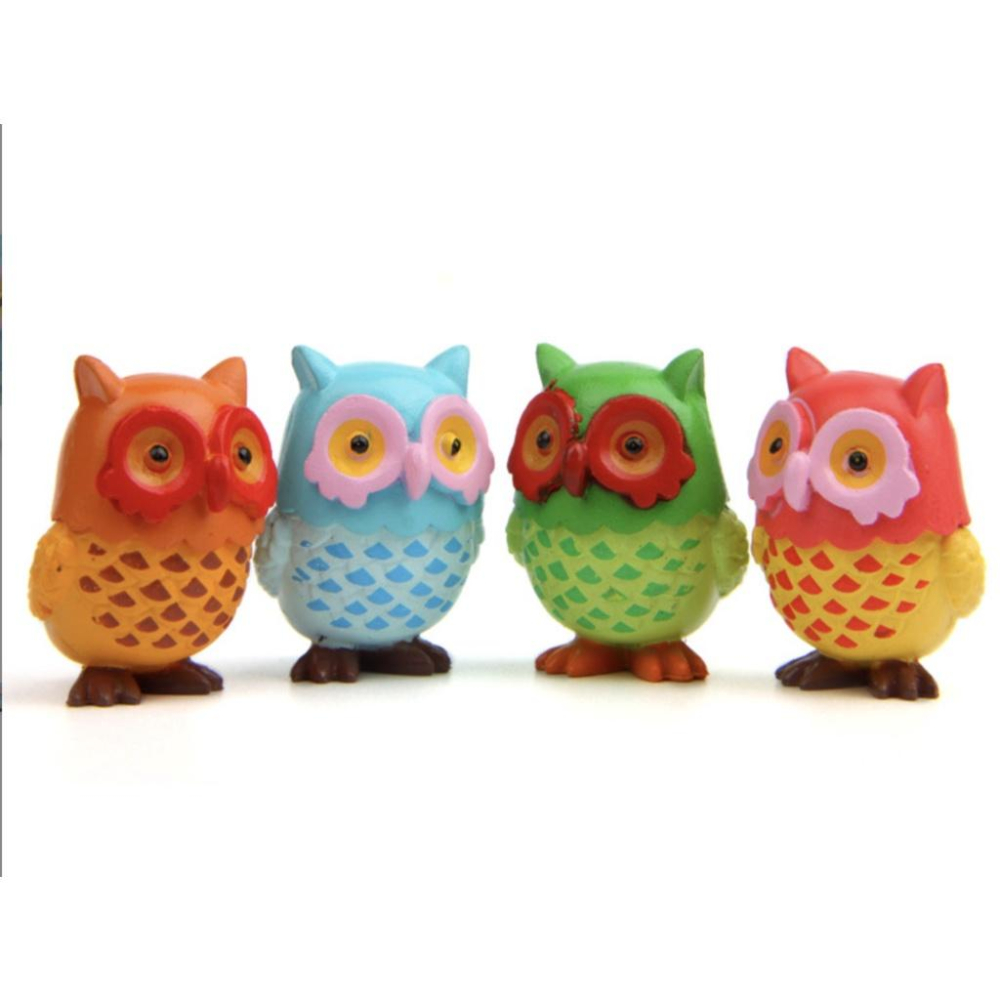 4入 貓頭鷹 大眼貓頭鷹 仿真動物 情侶手辦 公仔玩偶小清新微景觀園藝造景公仔-細節圖4