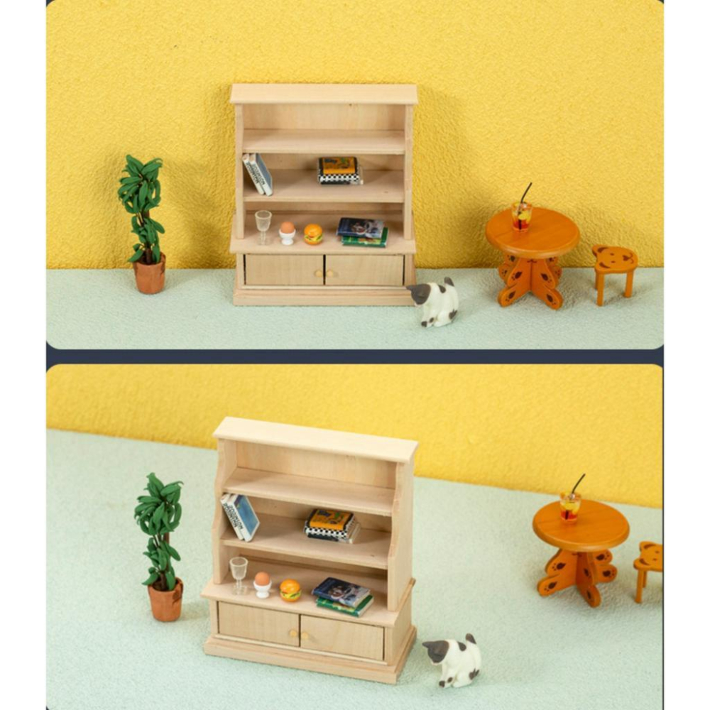 迷你仿真 書櫃 儲存櫃 置物架 櫃子 書房 置物櫃 客廳 微縮場景 櫃 娃娃屋 袖珍 食玩 微縮場景 微景觀 模型-細節圖6