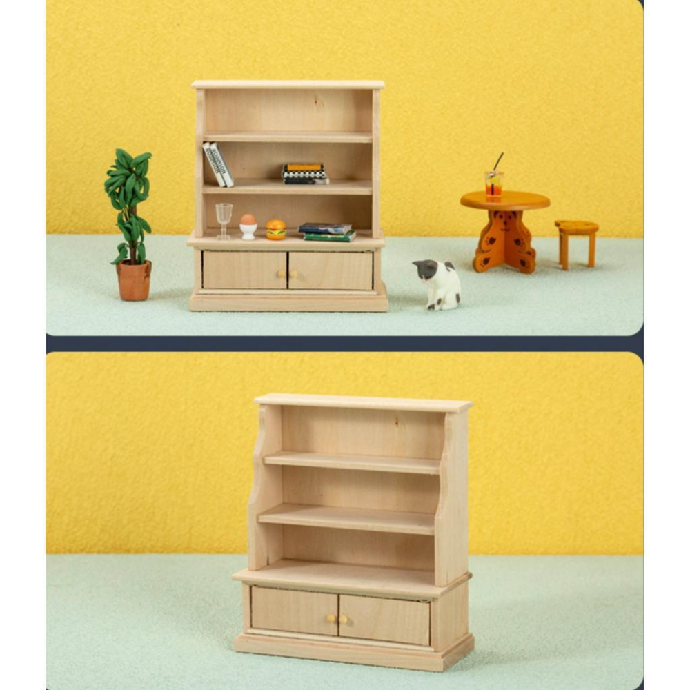 迷你仿真 書櫃 儲存櫃 置物架 櫃子 書房 置物櫃 客廳 微縮場景 櫃 娃娃屋 袖珍 食玩 微縮場景 微景觀 模型-細節圖7