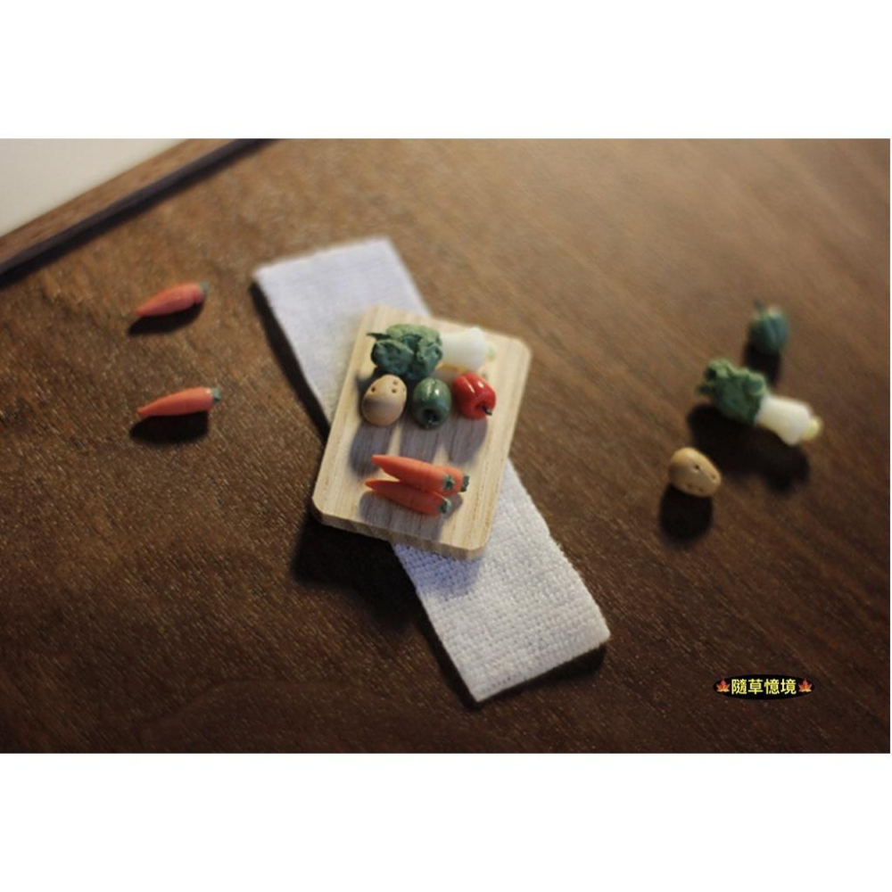 迷你仿真 蔬果 蔬菜 菜板 砧板 紅蘿蔔 青椒 小白菜 刀 D117 娃娃屋 袖珍 食玩 微縮 微景觀模型-細節圖6