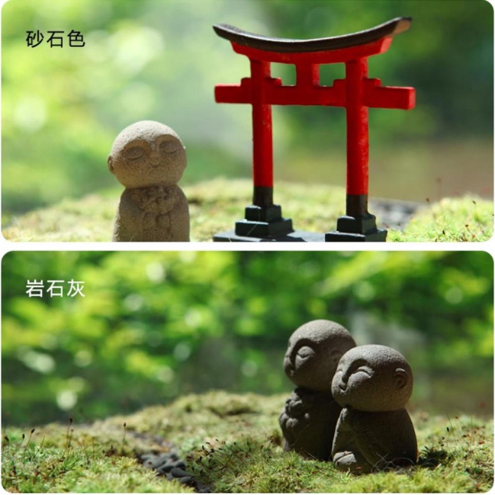 （2色水泥手雕）迷你 日式 小地藏 小沙彌 地藏 石像 和尚 禪風 佛系 苔蘚 微景觀 盆景 生態 魚缸 擺件-細節圖7