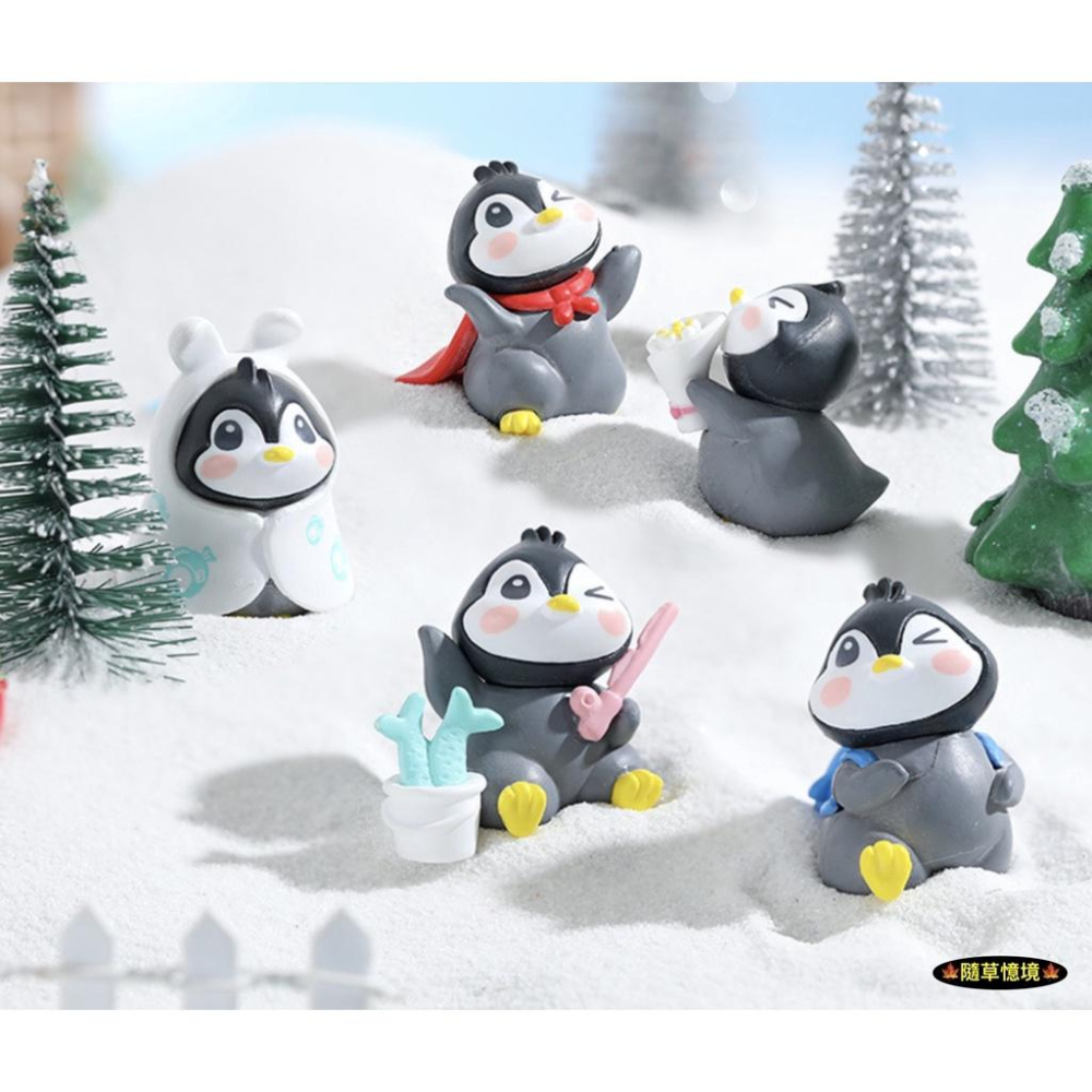 （6款萌姿） 企鵝 北極 冰雪場景 泳圈 超人 送花 浴巾 釣魚 上學 二代 萌萌企鵝 微景觀 塑料 擺件-細節圖4