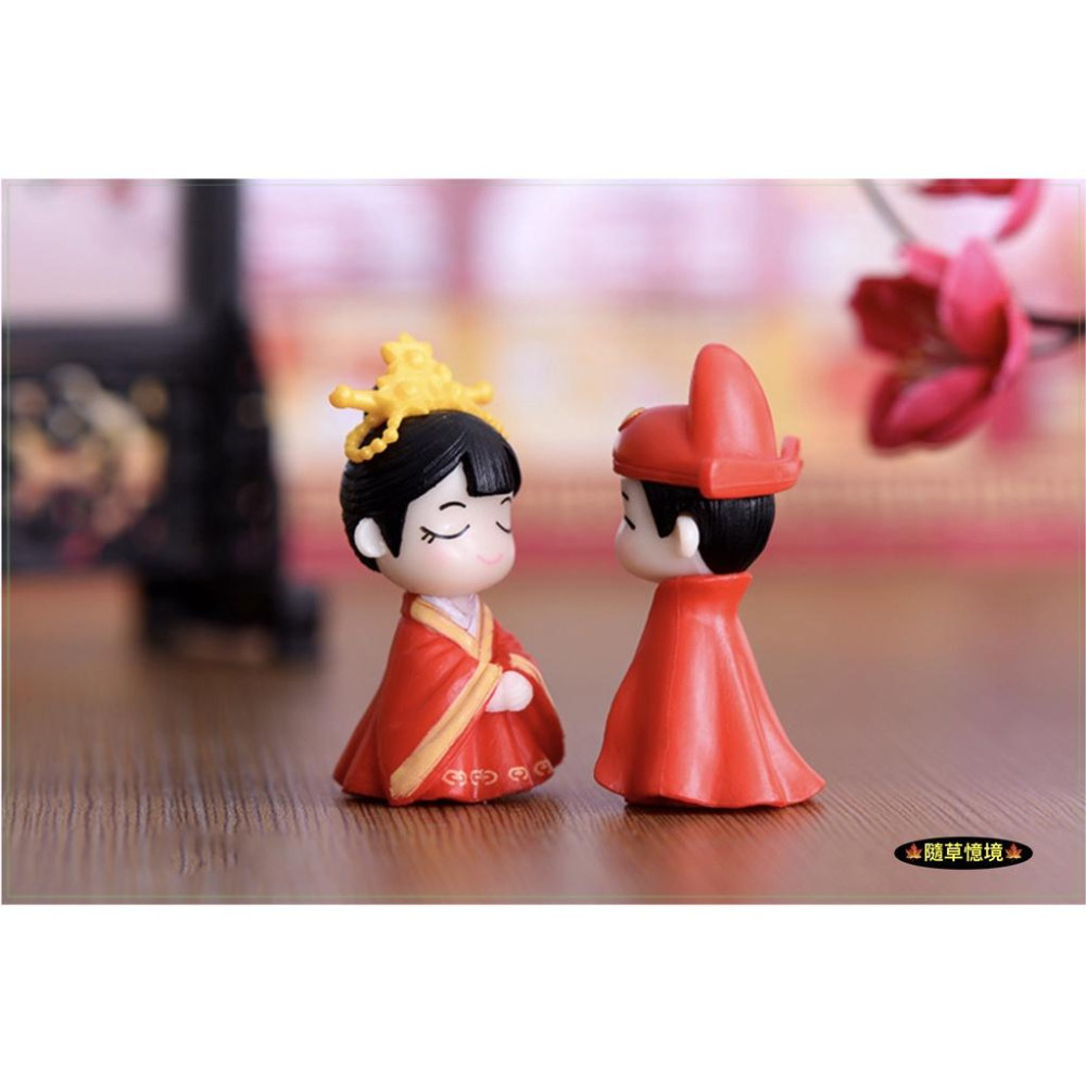 （2件套）迷你仿真 中國 古裝 婚慶 結婚 新郎 新娘 情侶 中國風 娃娃屋 袖珍 食玩 微縮 微景觀 模型-細節圖2