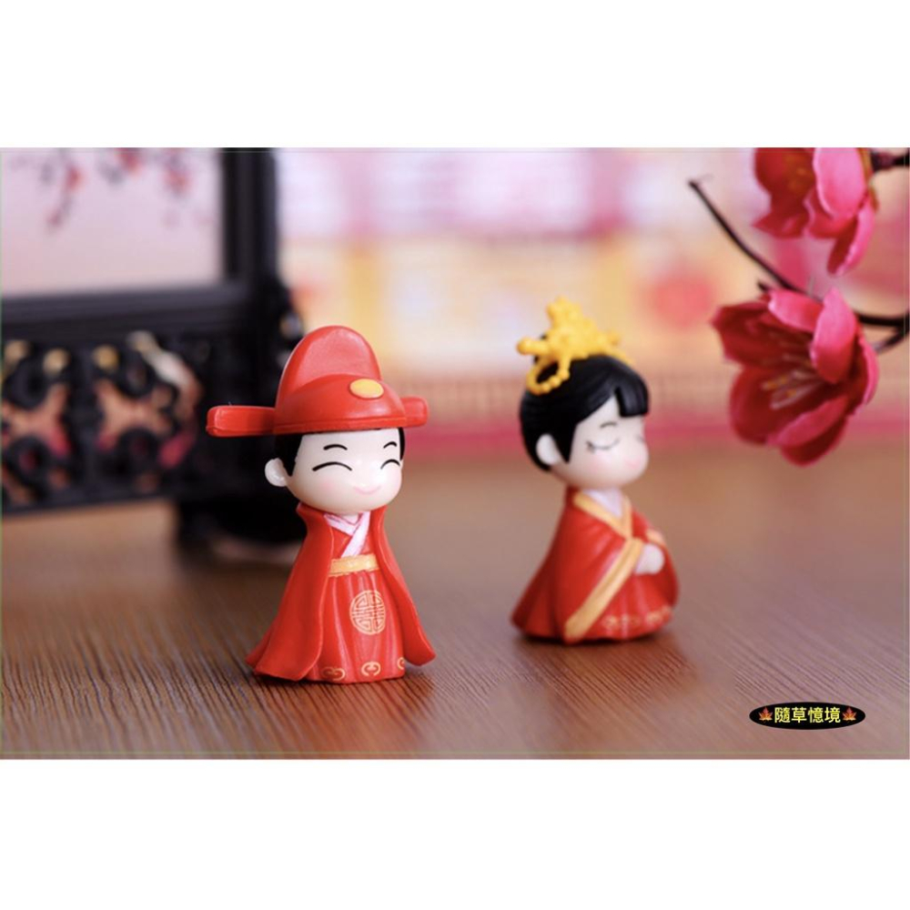 （2件套）迷你仿真 中國 古裝 婚慶 結婚 新郎 新娘 情侶 中國風 娃娃屋 袖珍 食玩 微縮 微景觀 模型-細節圖5