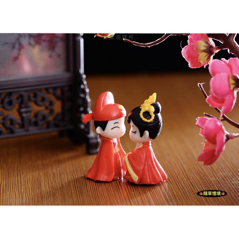 （2件套）迷你仿真 中國 古裝 婚慶 結婚 新郎 新娘 情侶 中國風 娃娃屋 袖珍 食玩 微縮 微景觀 模型-細節圖6