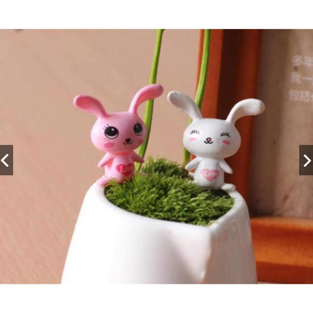 （一組2款）大耳朵兔 兔子 愛心兔 可愛 迷你 愛情 兔 DIY组装小玩具 苔藓微景擺件-細節圖3