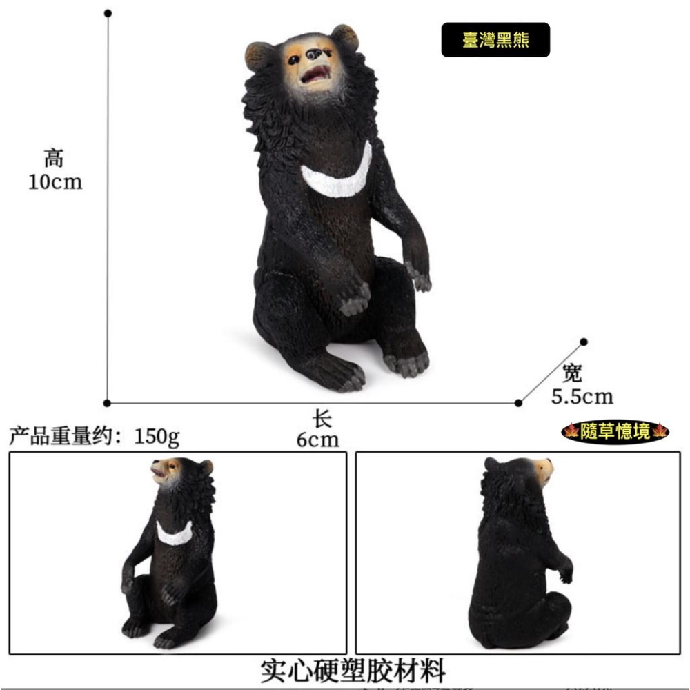 （6款）仿真 台灣黑熊 大黑熊 黑熊 小黑熊 熊 狗熊 動物模型 野生動物 兒童玩具 益智 公仔 SPG-細節圖2