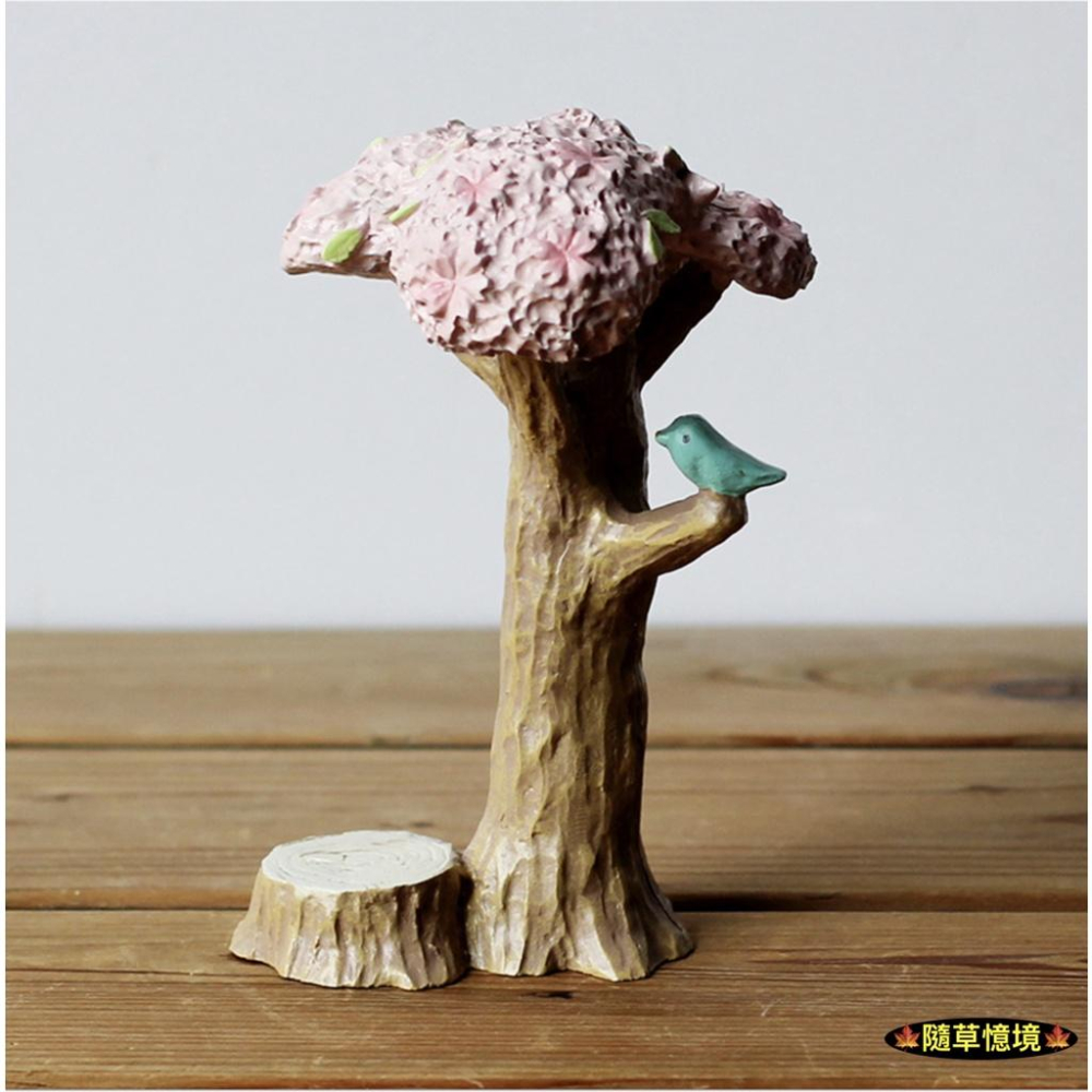 （高品質樹脂）zakka 小鳥 櫻花樹 彩虹屋 溫馨小屋 櫻花物語 田園風格 櫻花 樹樁 房屋 園藝 多肉 擺件-細節圖7