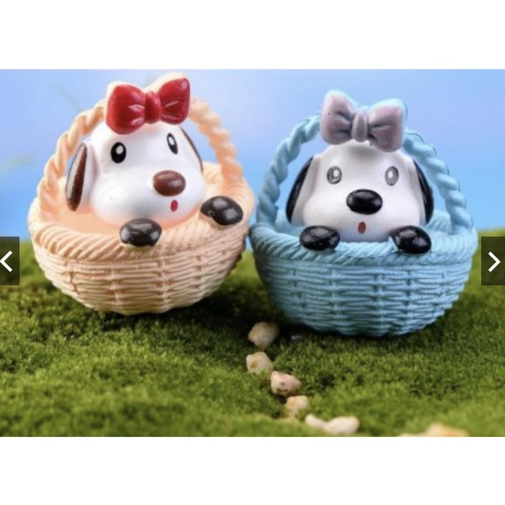 4款 圓底籃 小狗 狗狗 萌狗 竹籃狗 籃子狗 公仔 苔蘚微景觀飾品 大號 DIY組裝擺件 多肉擺件-細節圖2