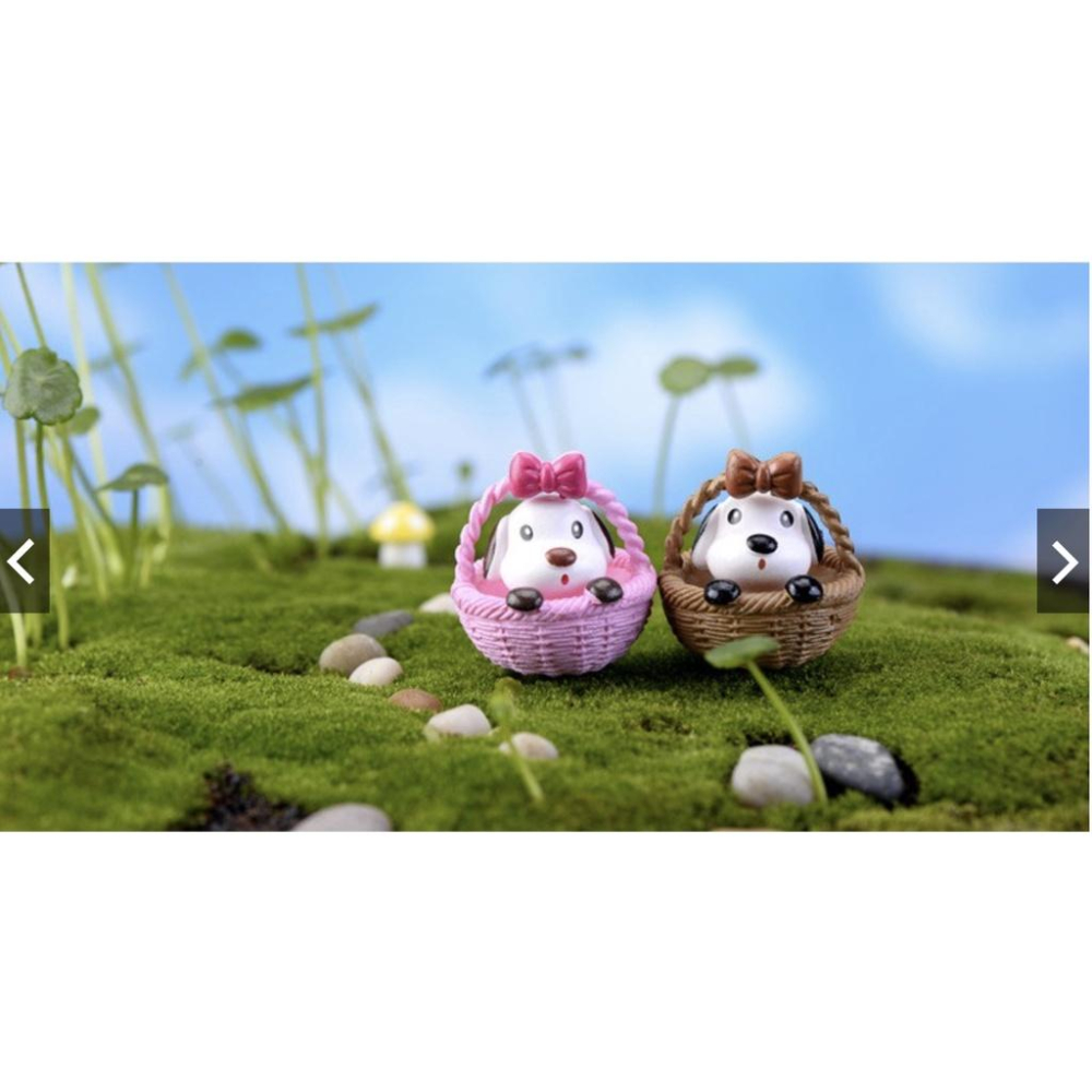 4款 圓底籃 小狗 狗狗 萌狗 竹籃狗 籃子狗 公仔 苔蘚微景觀飾品 大號 DIY組裝擺件 多肉擺件-細節圖4