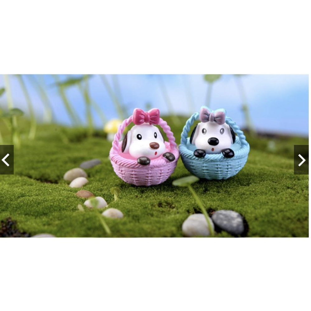 4款 圓底籃 小狗 狗狗 萌狗 竹籃狗 籃子狗 公仔 苔蘚微景觀飾品 大號 DIY組裝擺件 多肉擺件-細節圖5