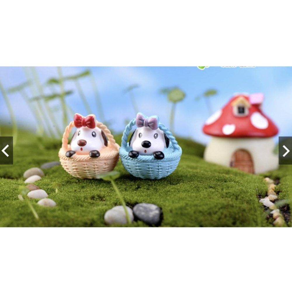4款 圓底籃 小狗 狗狗 萌狗 竹籃狗 籃子狗 公仔 苔蘚微景觀飾品 大號 DIY組裝擺件 多肉擺件-細節圖6