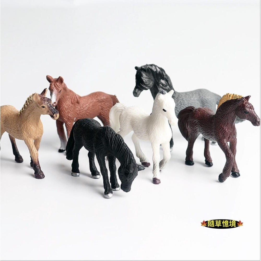 （6款）仿真 迷你 小馬 駿馬 千里馬 黑馬 白馬 賽馬 駒 馬 模型 野生動物 兒童玩具 spg-細節圖6