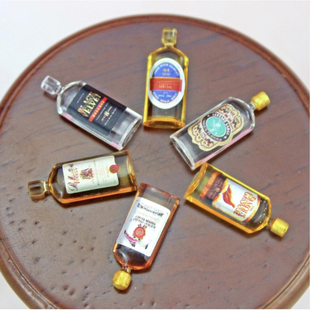 （一組6件套極小） 迷你仿真 威士忌 洋酒 烈酒 適用 食玩 模型 微縮場景 配件-細節圖2