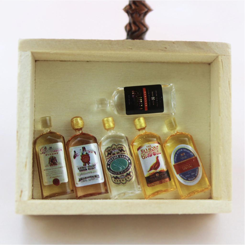 （一組6件套極小） 迷你仿真 威士忌 洋酒 烈酒 適用 食玩 模型 微縮場景 配件-細節圖3