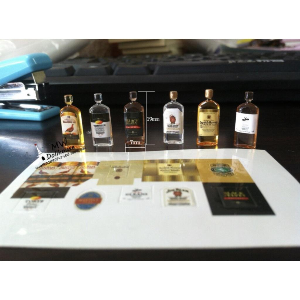 （一組6件套極小） 迷你仿真 威士忌 洋酒 烈酒 適用 食玩 模型 微縮場景 配件-細節圖5