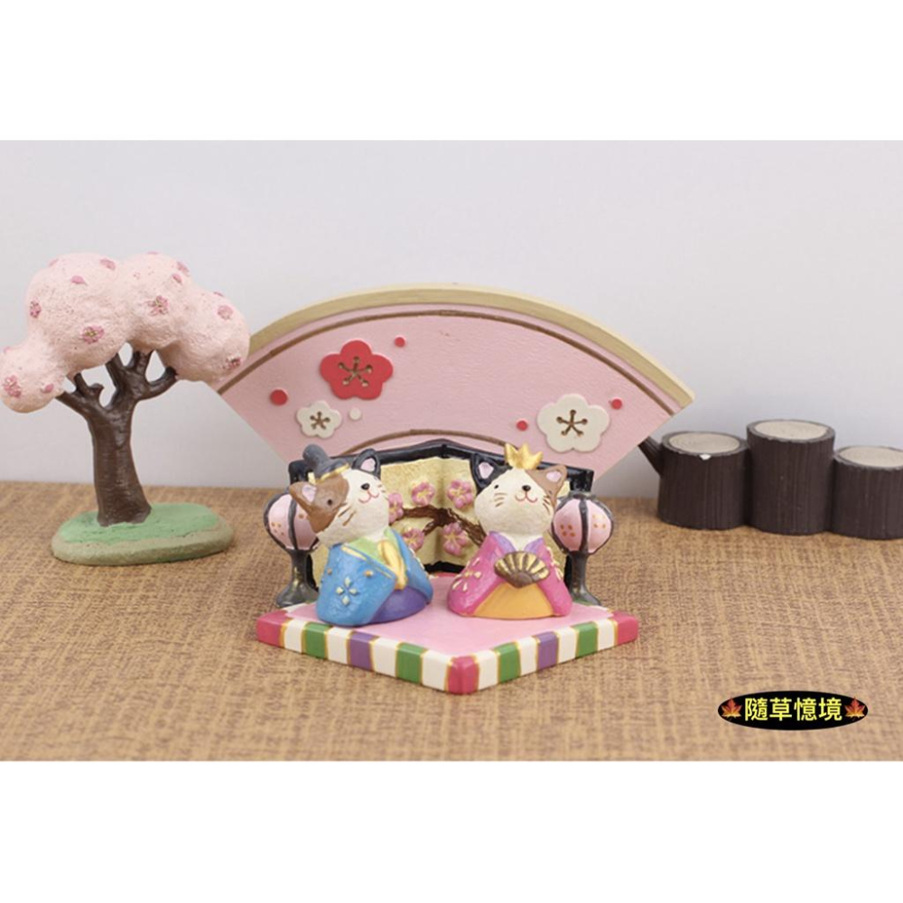 （高品質樹脂）日式 梅花 屏風 野餐 座墊 和服 貓 櫻花 花朵 墊子 家居 裝飾品 辦公室 桌面 公仔 擺件-細節圖4