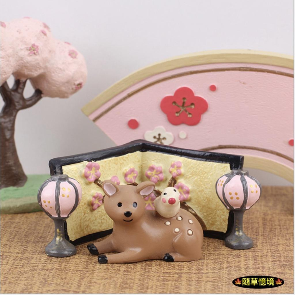 （高品質樹脂）日式 梅花 屏風 野餐 座墊 和服 貓 櫻花 花朵 墊子 家居 裝飾品 辦公室 桌面 公仔 擺件-細節圖5