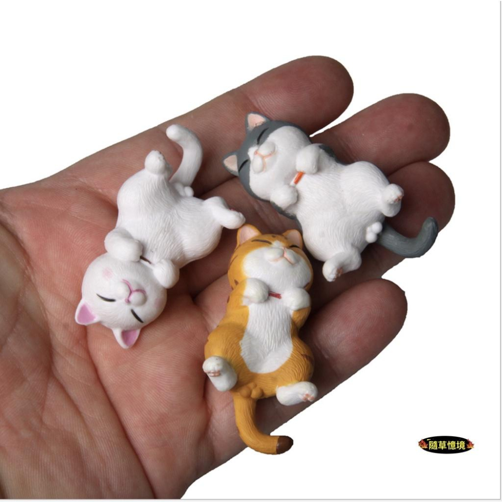 （3款）圓滾滾 躺姿 憨實 貓咪 虎貓 花貓 虎斑貓 白貓 波斯貓 肥貓 貓 微景觀 園藝 造景 公仔-細節圖9