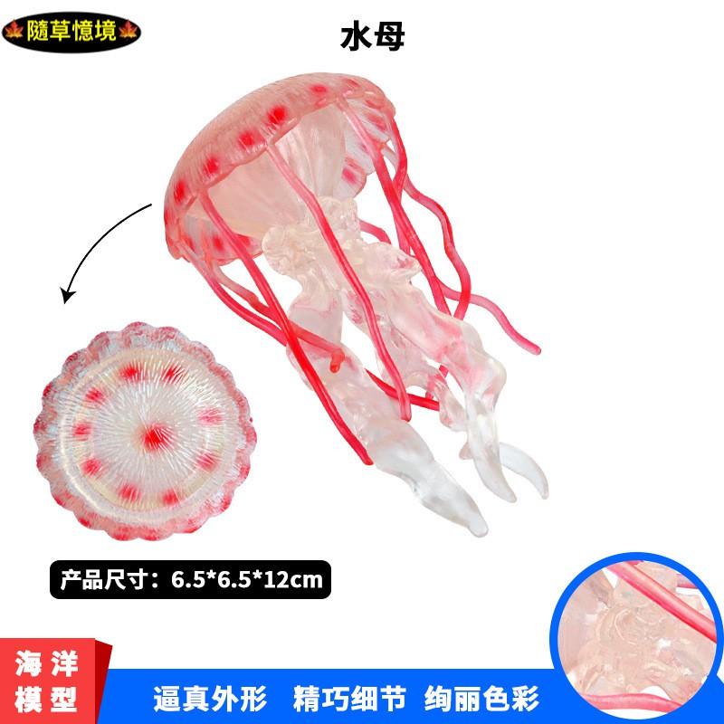 （高品質畫工）仿真 軟膠 水母 海蜇 海洋 動物模型 野生動物 兒童玩具 益智 公仔 SPG-細節圖7