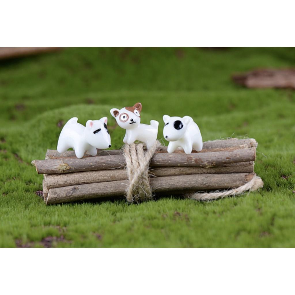 （3款）卡通 迷你 黑白 狗狗 小狗 犬 q版 牛頭梗 粉耳 黑眼圈 苔藓微景觀飾品DIY组装小擺件玩具-細節圖5