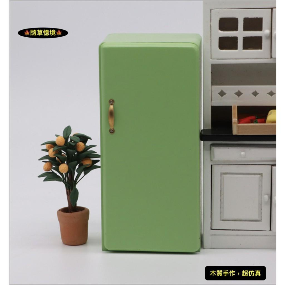 （精緻手作）迷你仿真 木質  單門冰箱 冰庫 冷藏櫃 冰箱 廚房 BJD 袖珍 食玩 微縮場景 微景觀 模型-細節圖3