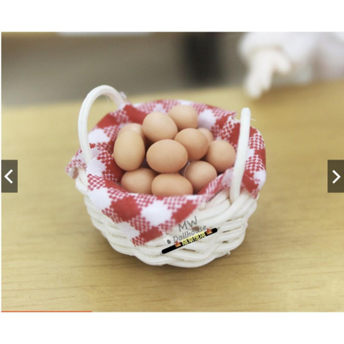 （精緻仿真）迷你 紅格子 雞蛋籃 雞蛋 籃子 微縮模型 食玩模型 微縮場景