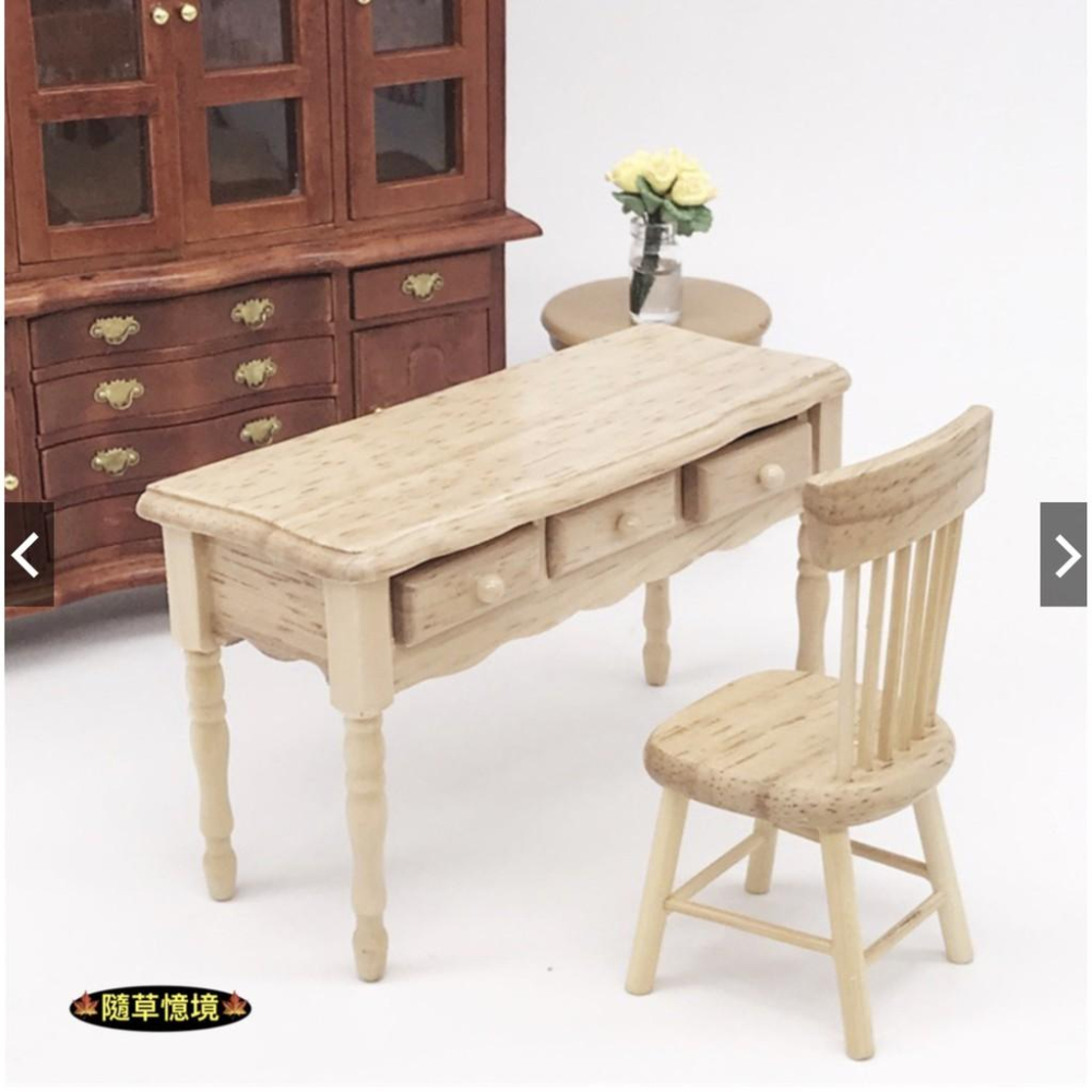 （可開抽屜）優選木質 傢具 書桌 課桌椅 桌子 椅子 書房 臥室場景 娃娃屋 微縮模型 食玩模型-細節圖6