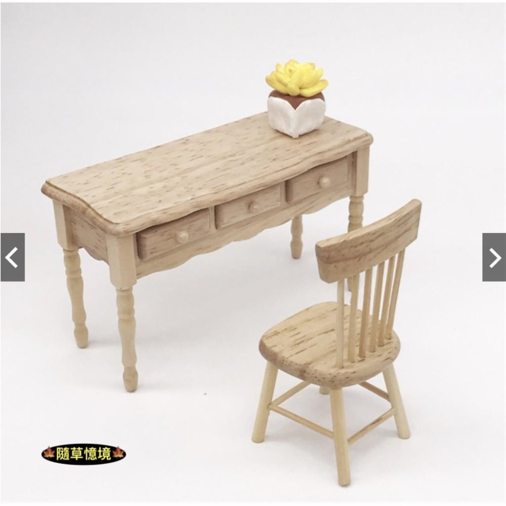 （可開抽屜）優選木質 傢具 書桌 課桌椅 桌子 椅子 書房 臥室場景 娃娃屋 微縮模型 食玩模型-細節圖7