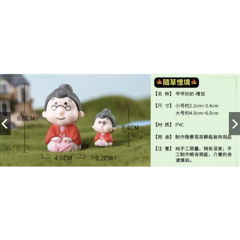 （一組2入）大號/小號 爺爺 奶奶 與子偕老 苔蘚微景觀飾品 公仔組合 DIY組裝擺件-細節圖2