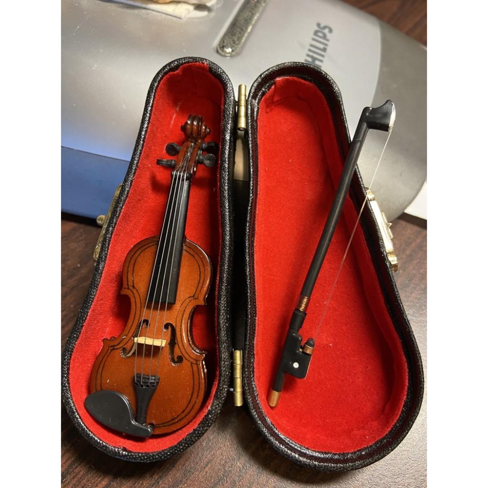 （3款精緻木造真拉弦，附琴盒琴架）迷你仿真 小提琴 提琴 樂器 交響樂團 古典樂器 模型 食玩 微縮場景-細節圖3