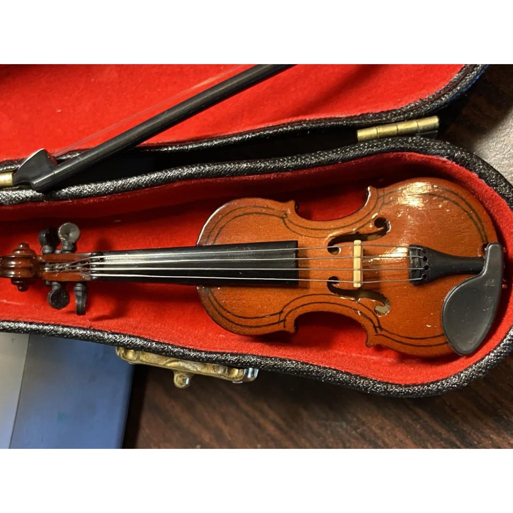 （3款精緻木造真拉弦，附琴盒琴架）迷你仿真 小提琴 提琴 樂器 交響樂團 古典樂器 模型 食玩 微縮場景-細節圖5