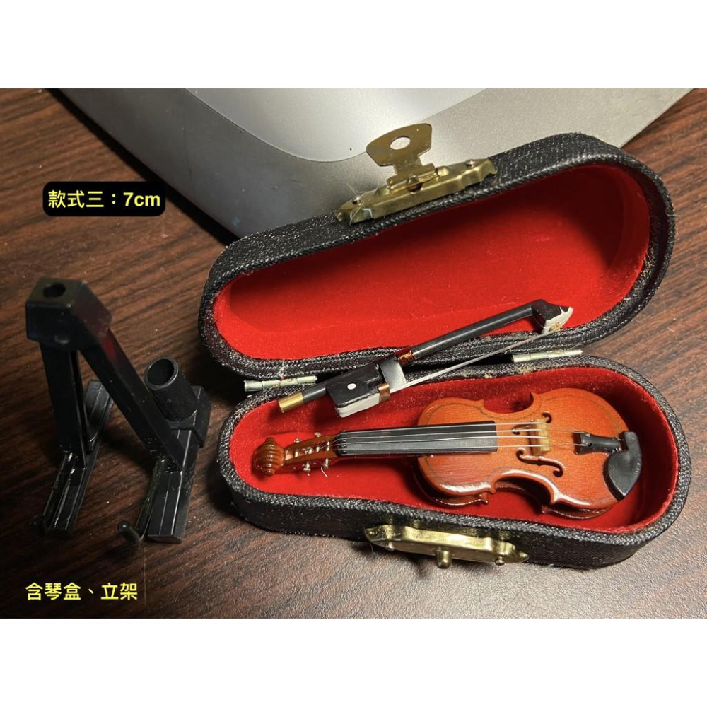 （3款精緻木造真拉弦，附琴盒琴架）迷你仿真 小提琴 提琴 樂器 交響樂團 古典樂器 模型 食玩 微縮場景-細節圖9