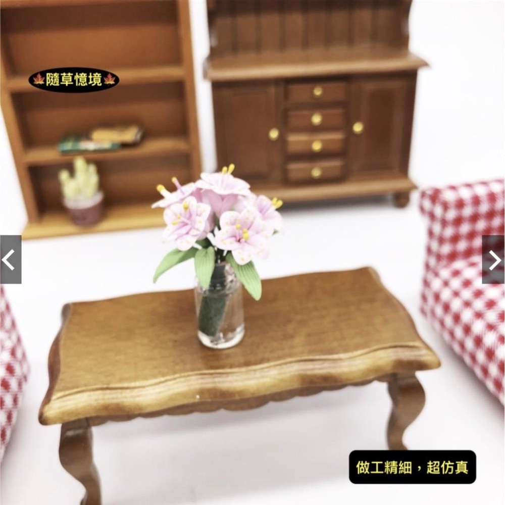 （高品質手工）迷你 玻璃 花瓶 百合花 花束 盆花 室內花 花 K113 花籃 娃娃屋 食玩 模型 微縮場景-細節圖4