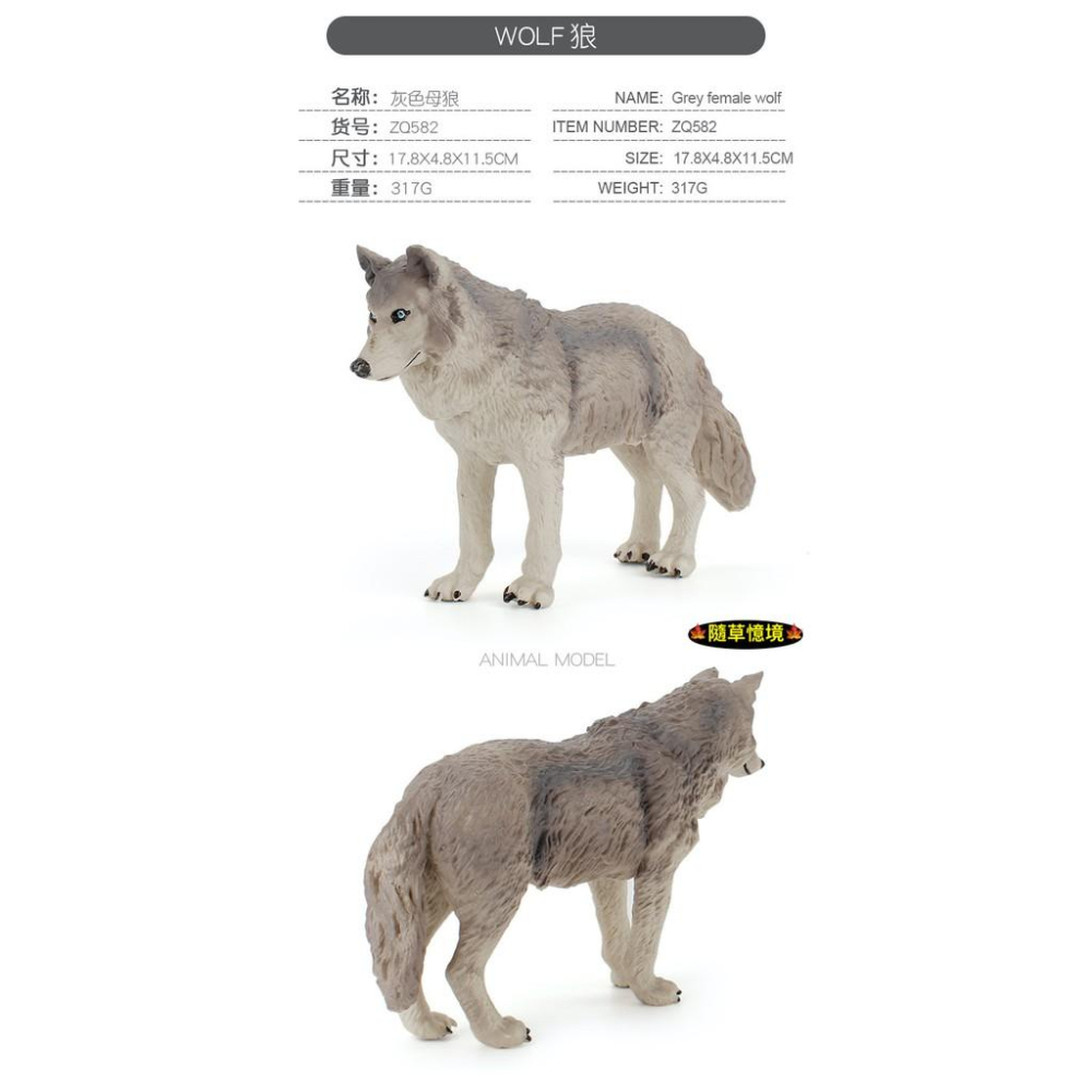 （5狼家族）仿真 灰狼 棕狼 狼仔 大灰狼 小灰狼 狼 動物模型 野生動物 兒童玩具 益智 公仔 SPG-細節圖4