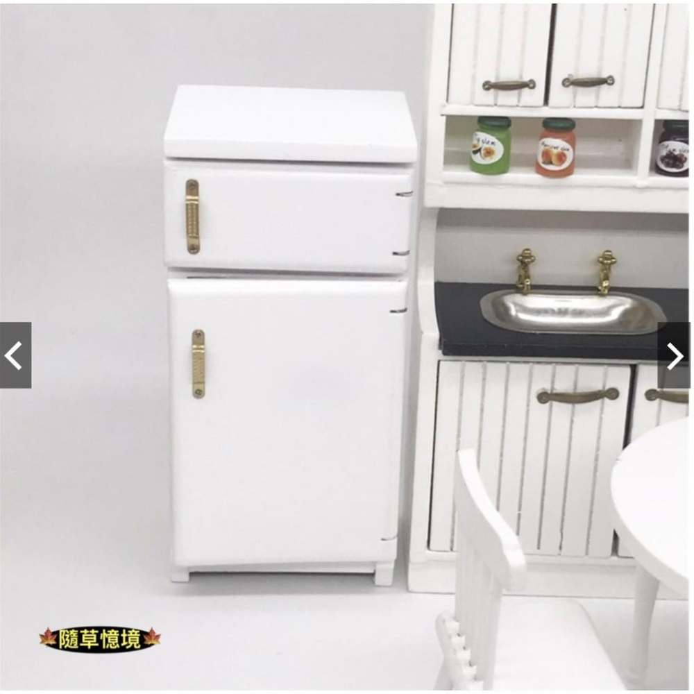 （木質手作，可開門）迷你 仿真 電冰箱 冰箱 冰櫃 食玩 娃娃屋 模型 微縮場景-細節圖2