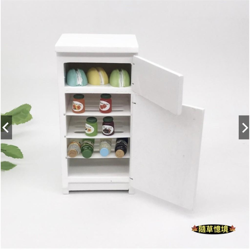 （木質手作，可開門）迷你 仿真 電冰箱 冰箱 冰櫃 食玩 娃娃屋 模型 微縮場景-細節圖4