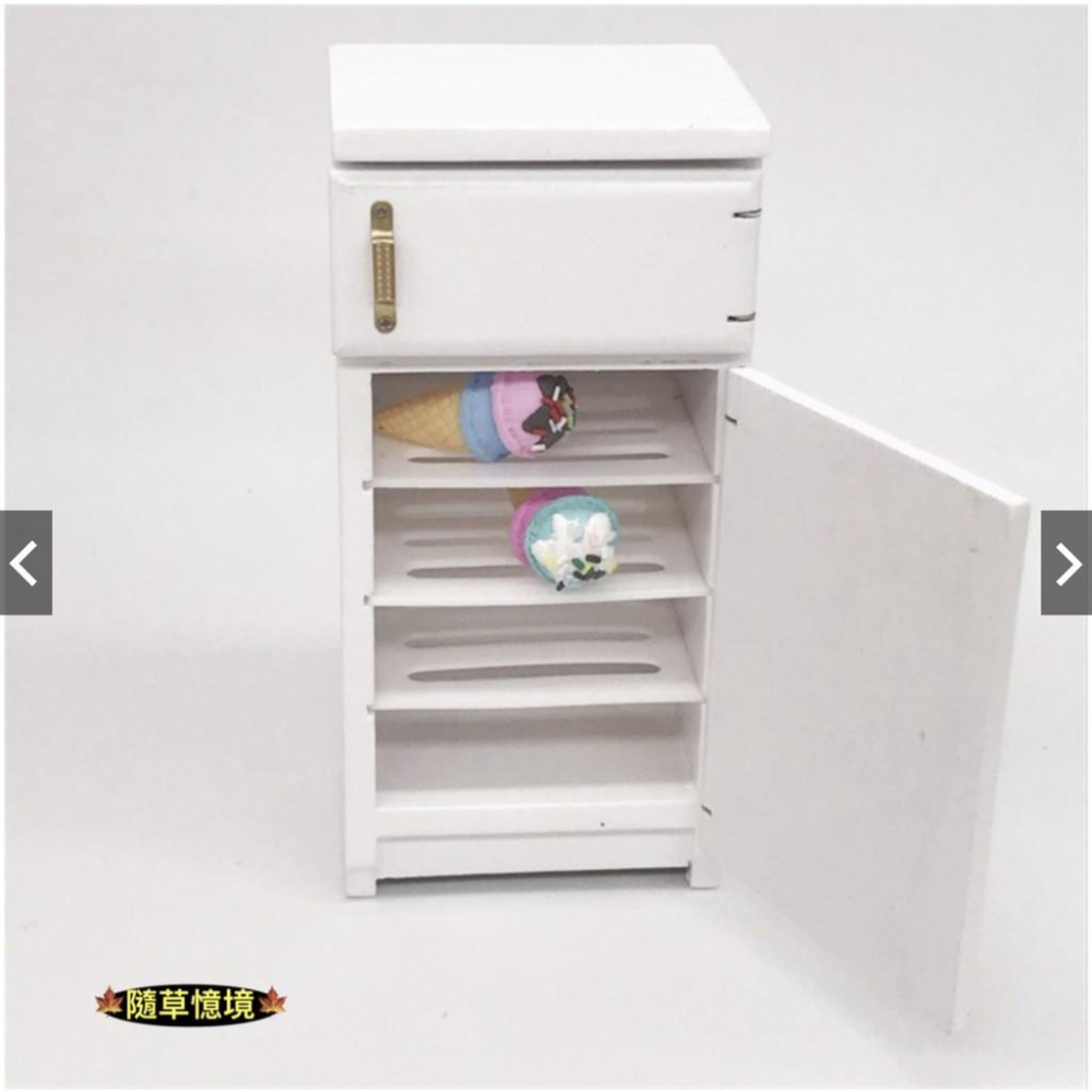 （木質手作，可開門）迷你 仿真 電冰箱 冰箱 冰櫃 食玩 娃娃屋 模型 微縮場景-細節圖7
